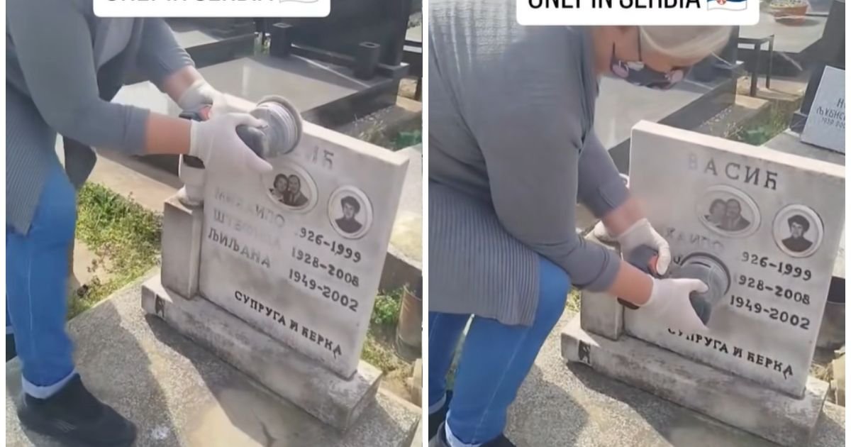 Hit snimak sa groblja zapalio Srbiju: Žena briše ime muža sa spomenika jer je prevario? Istina će vas ŠOKIRATI