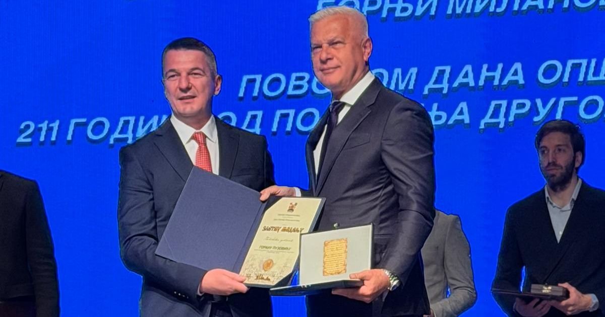 Direktor "Srbijavoda" dobitnik priznanja povodom Dana opštine Gornji Milanovac