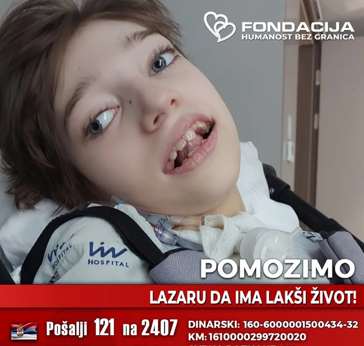 Pomozimo Lazaru slanjem 121 na 2407 da ode na operaciju