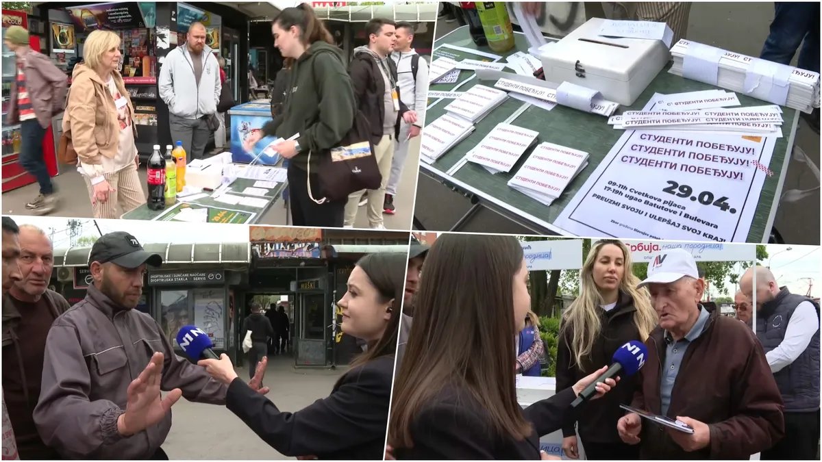 (FOTO/VIDEO) Sa jedne strane transparent i nalepnice "studenti pobeđuju", sa druge - štand SNS