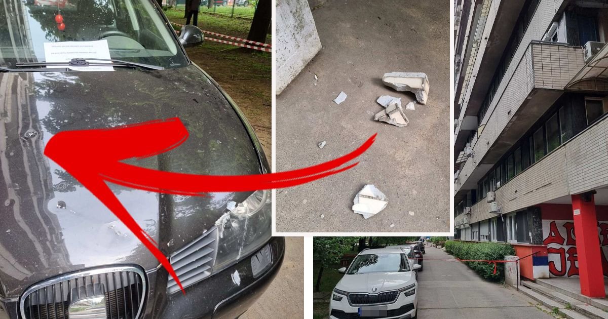 OPASNO PO ŽIVOT! Pao ogroman komad fasade u Bloku 21, tik pored dečijeg parka! Jezivo