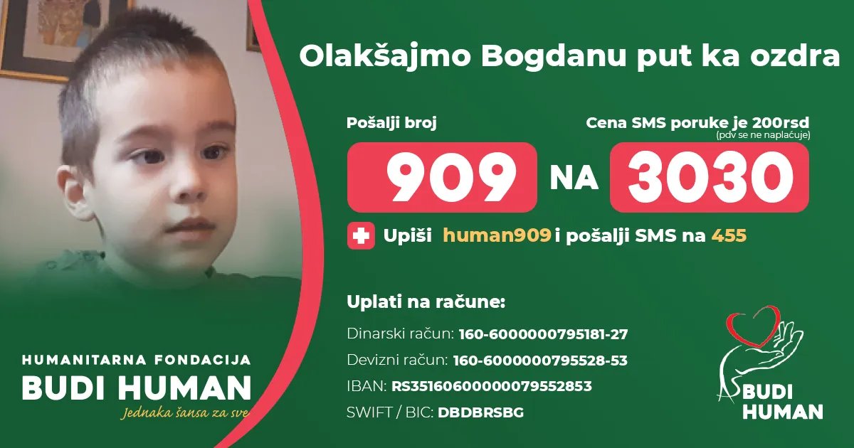 Humanitarni koncert za desetogodišnjeg Bogdana Rajića 5. maja u KC Čukarica