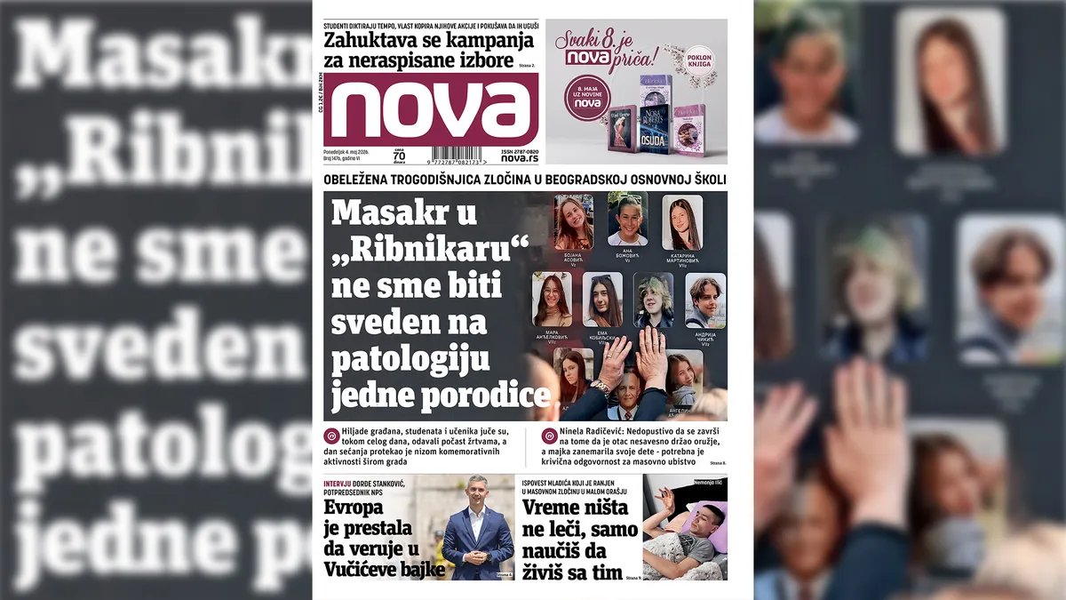 "Nova" piše:  Masakr u „Ribnikaru“ ne sme biti sveden na patologiju jedne porodice