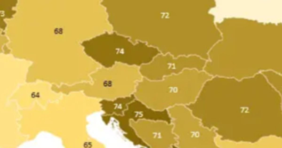"KAKO JE OVO TAČNO?" Objavljena karta Evrope izazvala burnu raspravu: Preko Srbije piše 70, a Hrvatske 75