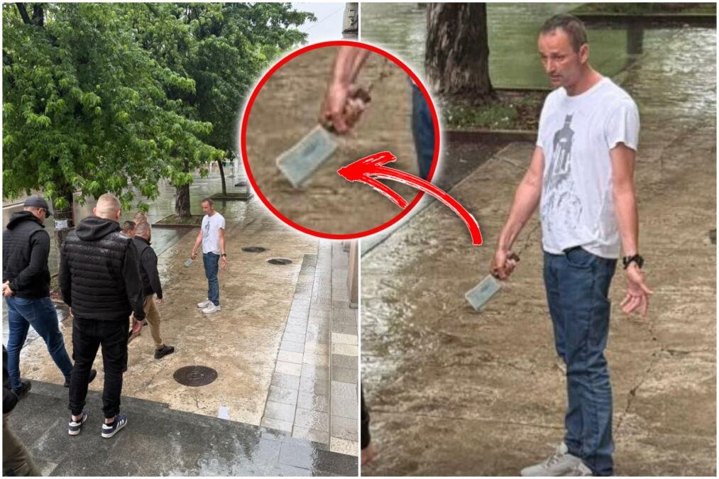 BLOKADER NASILNIK SATAROM NASRNUO NA AKTIVISTE SNS U LAZAREVCU Stravičan napad u centru grada: Pokušao da iseče baner i ugrozio bezbednost građana