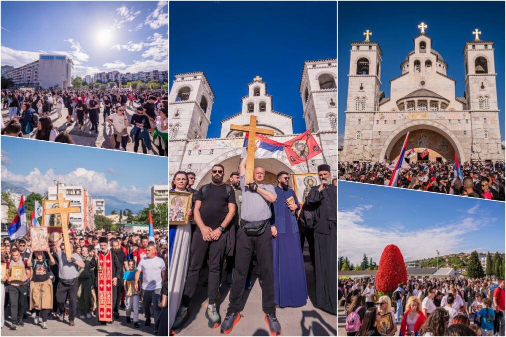 PRELEPA SCENA U PODGORICI! Ogroman broj vernika u molitvi i sa barjacima krenuo ka Ostrogu! Hodočasnike na putu ka svetinji dočekalo PRIJATNO iznenađenje!
