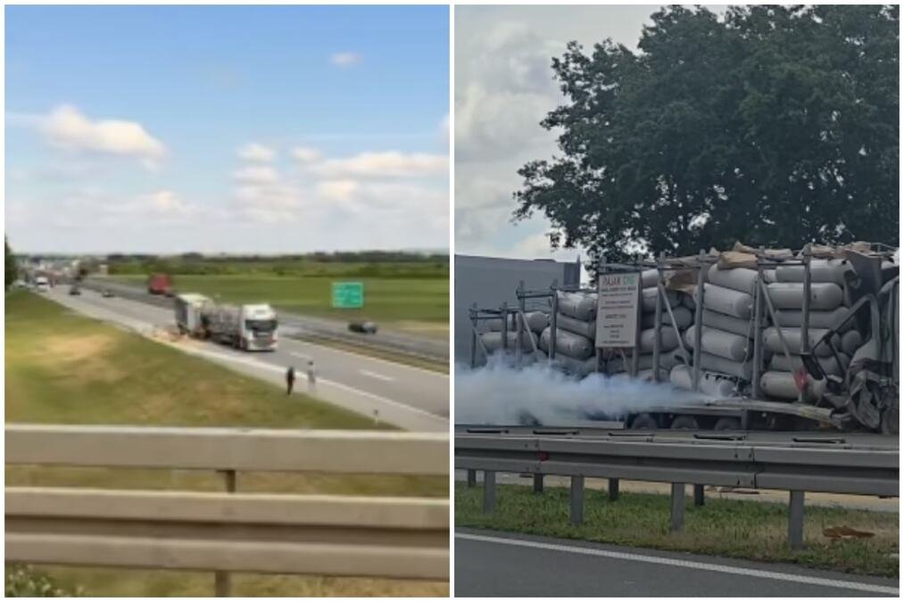 PRVE SLIKE I SNIMCI SA MESTA TEŠKE NESREĆE KOD STARE PAZOVE! U sudaru dva kamiona, jedan vozač poginuo, gas i dalje curi (FOTO/VIDEO)