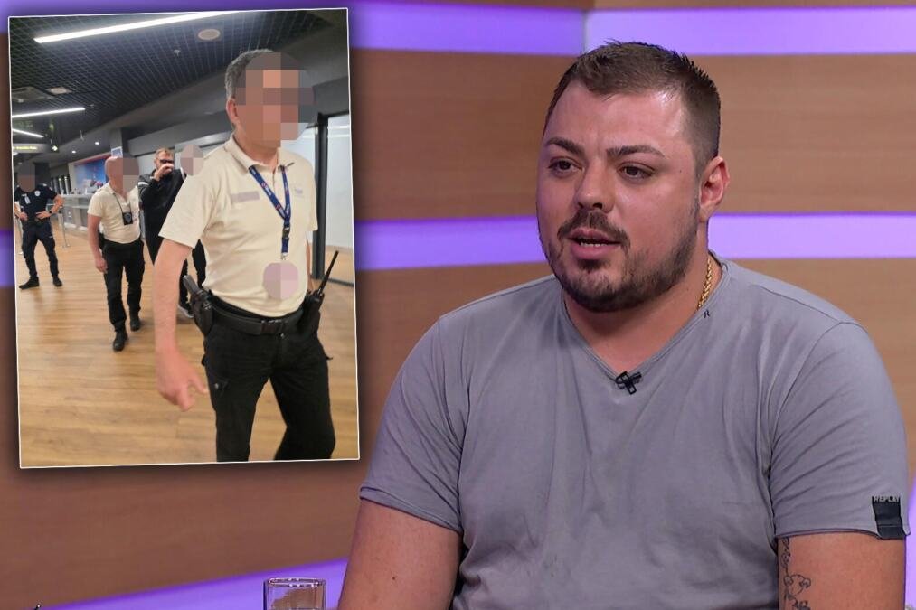 POGLEDAJTE KAKO PIJANOG SLOBU VASIĆA IZVODI OBEZBEĐENJE SA AERODROMA! Isplivala fotografija sa lica mesta: Evo šta je pevač sve vreme radio... (FOTO)