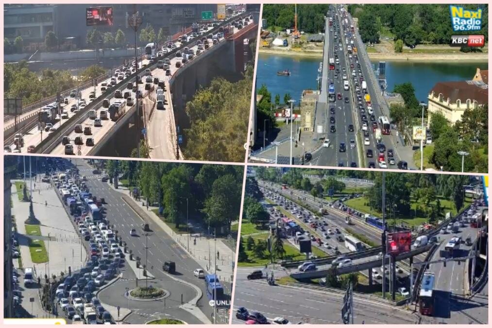 BRANKOV I AUTOKOMANDA STOJE, NEPREGLEDNA KOLONA ZA TERAZIJSKI TUNEL: Opšti krkljanac jutros na beogradskim ulicama, koloni na Plavom mostu ne vidi se kraj FOTO