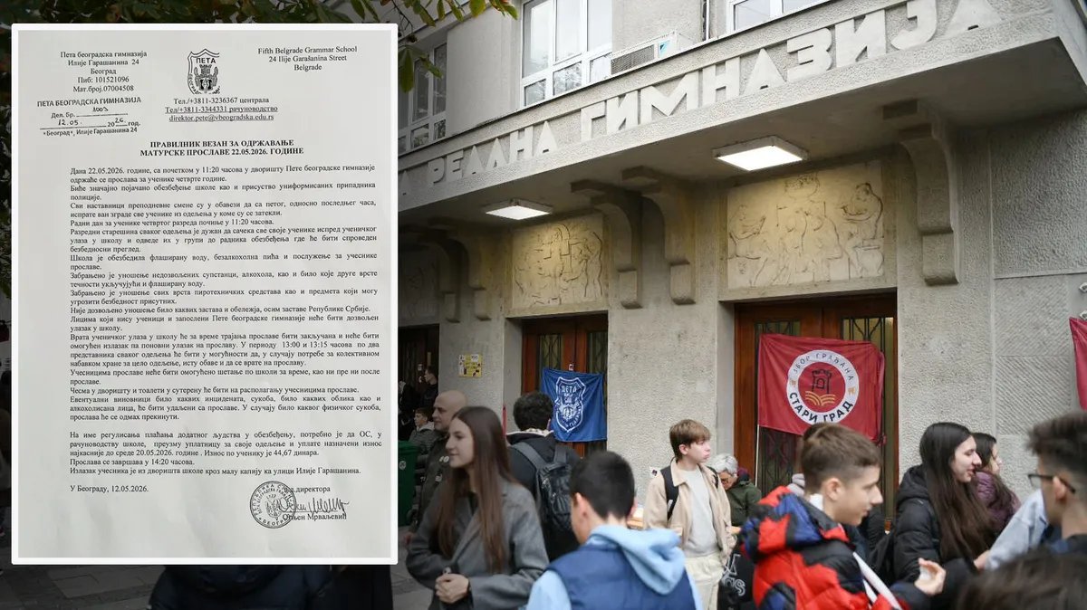 Direktor Pete gimnazije dovodi policiju na matursku proslavu u dvorištu škole, od obeležja dozvoljena samo zastava Srbije: Vrata će biti zaključana
