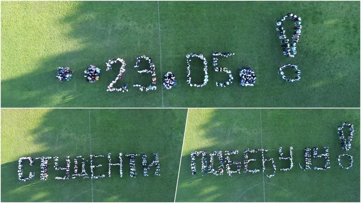 (VIDEO) Kreativna podrška studentima iz Kragujevca: Telima ispisali "studenti pobeđuju", poruka vidljiva iz vazduha