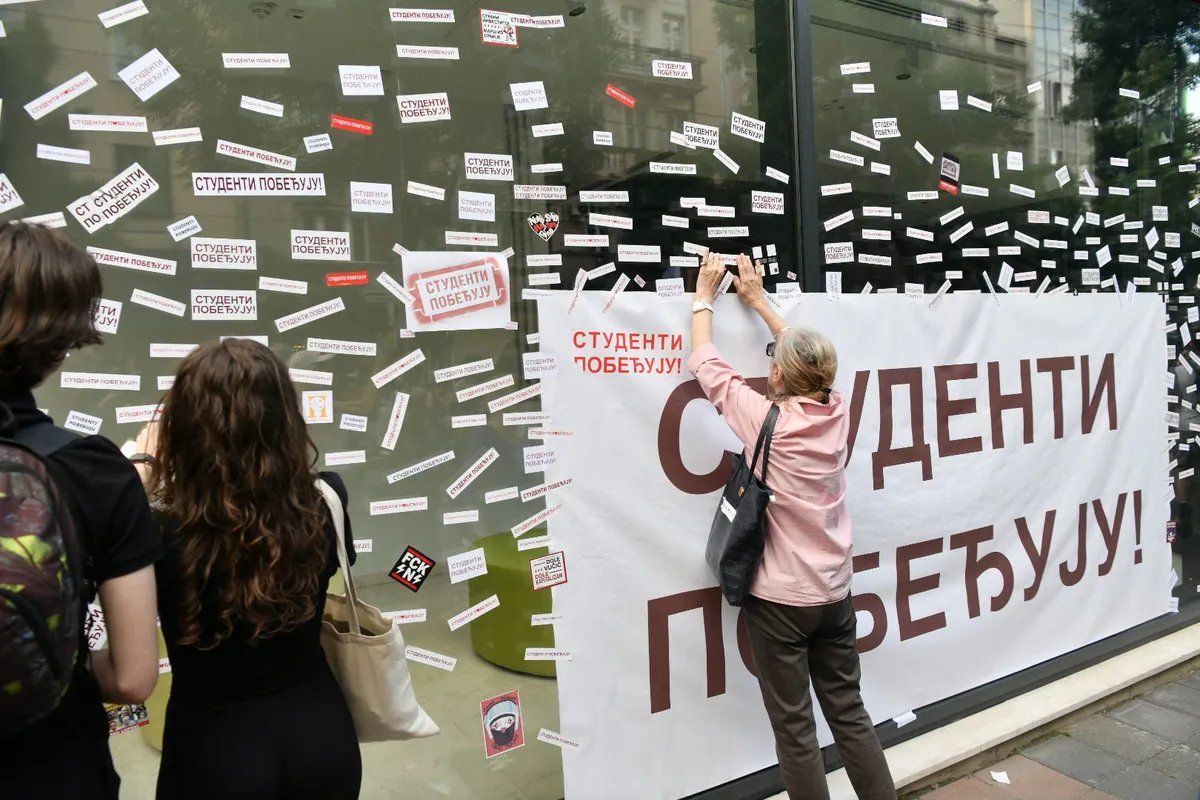 FOTO Prostorije EXPO 2027 prekrivene porukom "Studenti pobeđuju"