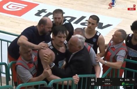 SRBIN NAPRAVIO HAOS U SLOVENIJI! Boban Marjanović krenuo na navijača! Hteo da preskoči ogradu - Dončić ga jedva zaustavio! (VIDEO)