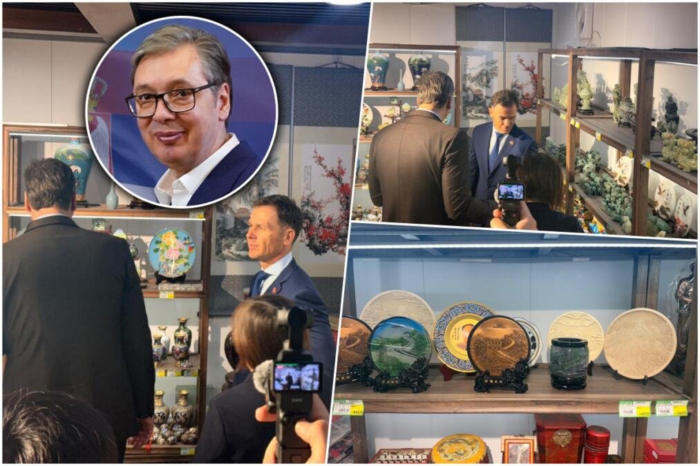 VUČIĆ KUPIO POKLONE SVOJOJ DECI NA KINESKOM ZIDU! Predsednik u prodavnici suvenira birao vaze i tanjiriće, a evo šta je kupio za Milicu, Vukana i Danila (VIDEO)