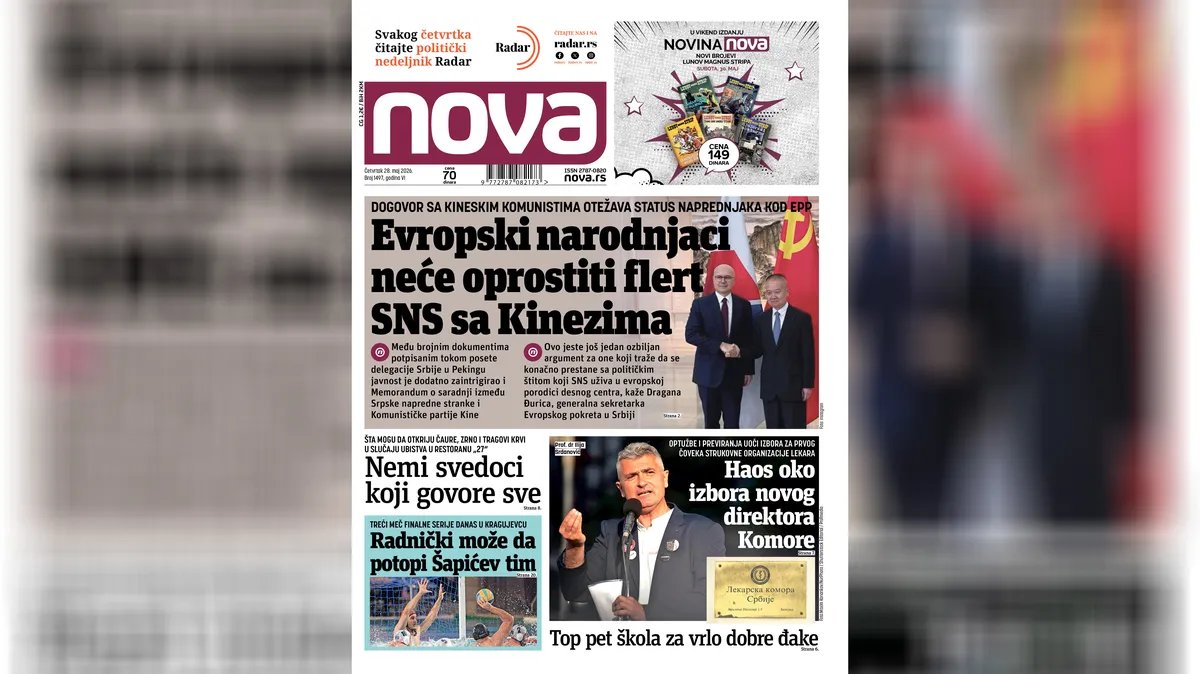 "Nova" piše: Zašto dogovor sa kineskim komunistima dodatno opterećuje status SNS kod evropskih narodnjaka