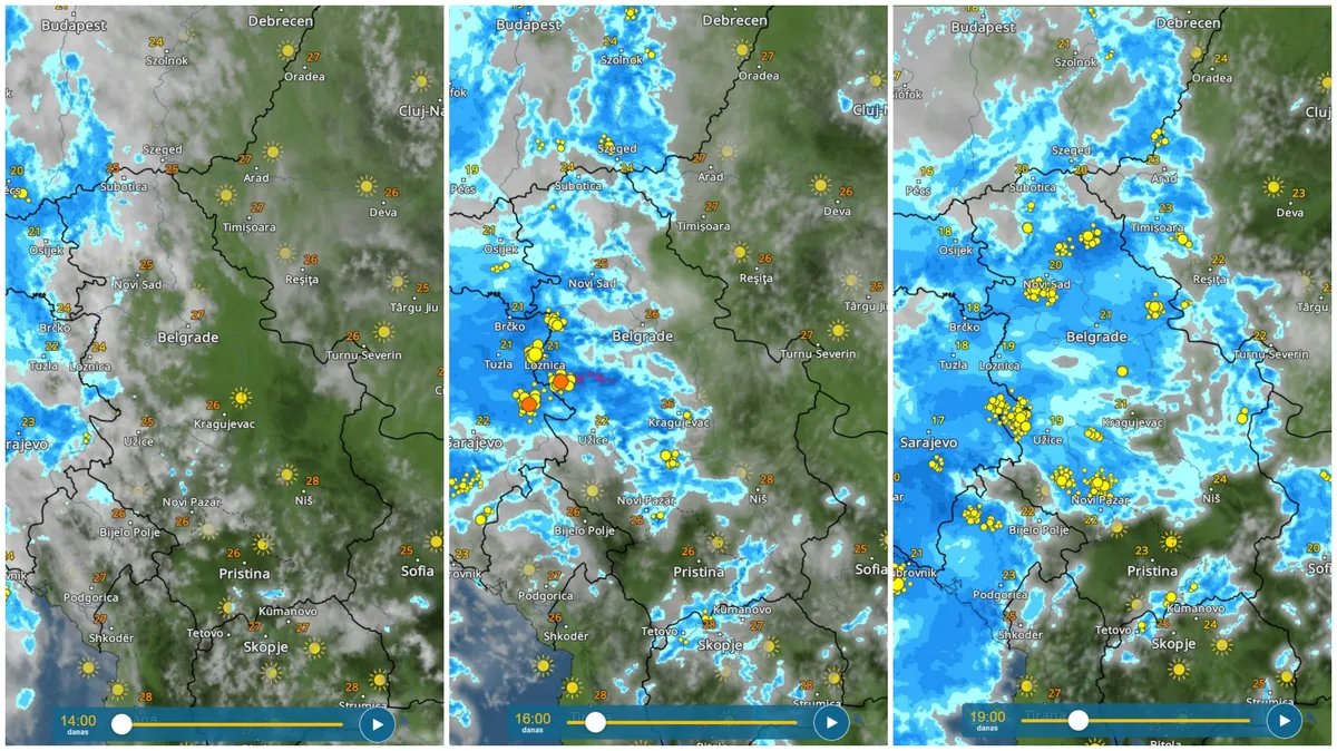 Vremenske prilike u Srbiji iz sata u sat: Upozorenje je na snazi, a radarski snimci pokazuju kakvo nam nevreme stiže i kad tačno