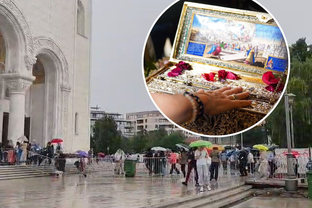 Scena kakvu ispred Hrama Svetog Save nismo videli od Spasovdana: Vernici i patrijarh Porfirije ispraćaju Pojas Presvete Bogorodice - liturgija počinje (VIDEO)