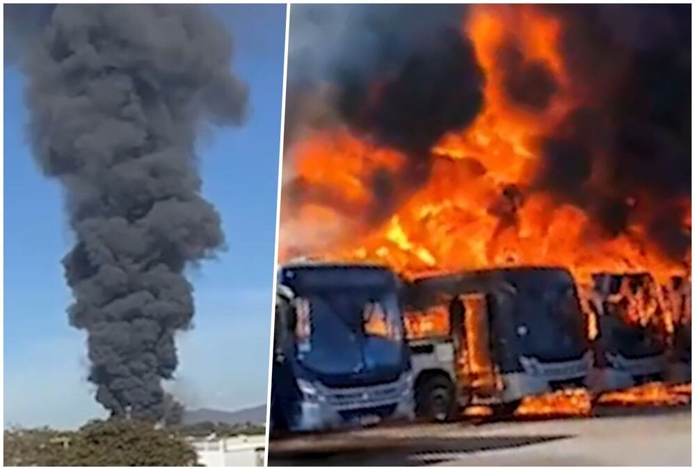 SKORO 30 AUTOBUSA IZGORELO U POŽARU, GUSTI CRNI DIM PREKRIO GRAD! Sprovedena HITNA evakuacija, vatrogasci u smrtonosnom klinču sa vatrenom stihijom (FOTO)