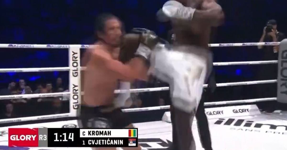Pogledajte kako je nokautiran Miloš Cvjetićanin: Šampion ga pogodio kolenom, Srbin samo pao...