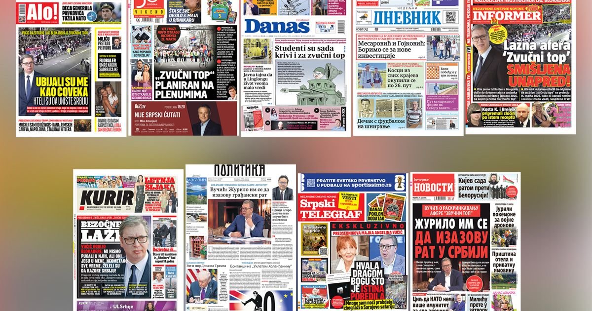 NASLOVNE STRANE SUTRAŠNJIH NOVINA: Prelistavanje štampe za nedelju, 21. jun 2026. godine