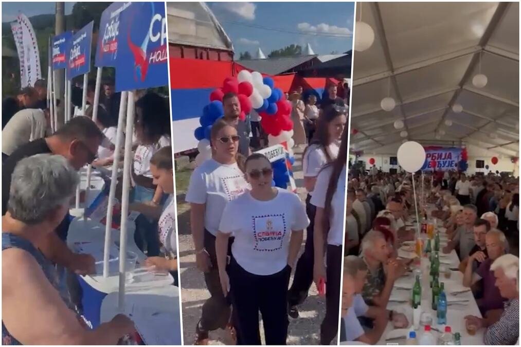 VELIČANSTVEN DOČEK ZA PREDSEDNIKA SRBIJE Vučić stigao u selo Oplaniće, čuje se pesma "Oj, Kosovo, Kosovo" (FOTO)