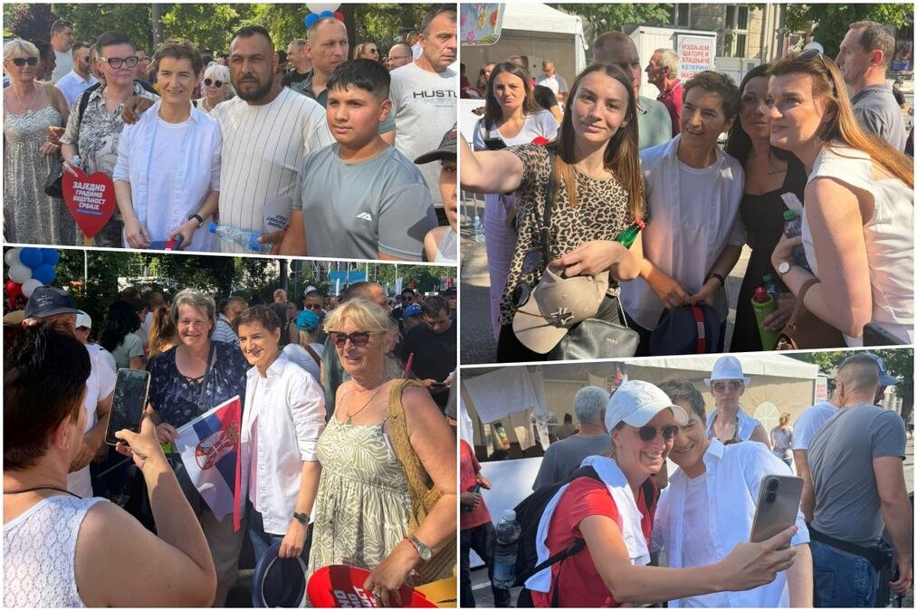 ANA BRNABIĆ MEĐU NARODOM NA SKUPU "SRBIJA JEDNA PORODICA": Građani se tiskali da naprave selfi i zagrle predsednicu Skupštine (FOTO)