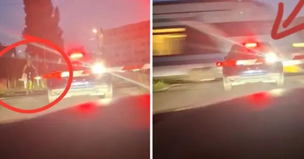 SNIMAK DA PRETRNEŠ! Automobil na pruzi, a ide voz: "Izvukao se u poslednji čas, a onda biciklistkinja!"