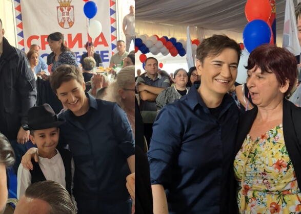 ANA BRNABIĆ SA GRAĐANIMA U CREPAJI: Ni pljusak nas nije sprečio! Na izborima se bira između ujedinjene i Srbije podela, evo šta je poručila! (FOTO)