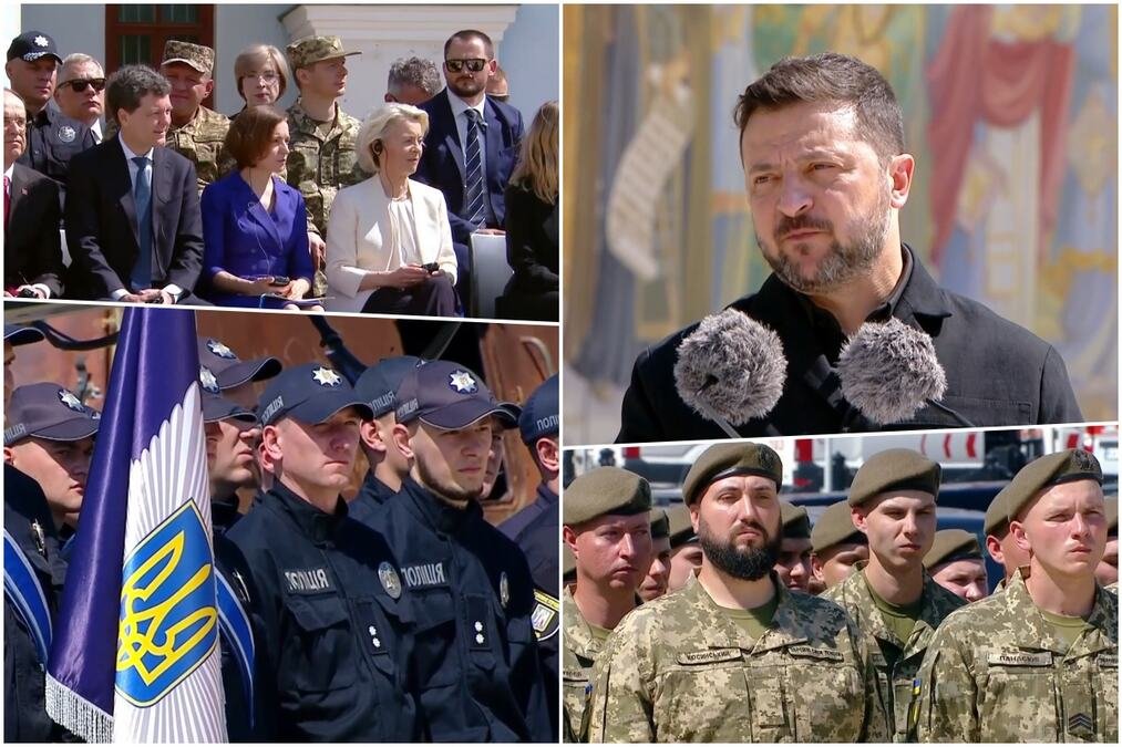 KIJEV POD EMOCIJAMA! Zelenski, fon der Lajen i predstavnici zemalja Jugoistočne Evrope odali počast palim herojima na Dan državnosti Ukrajine (VIDEO)